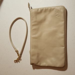 Anne Klein leather beige/bone wristlet